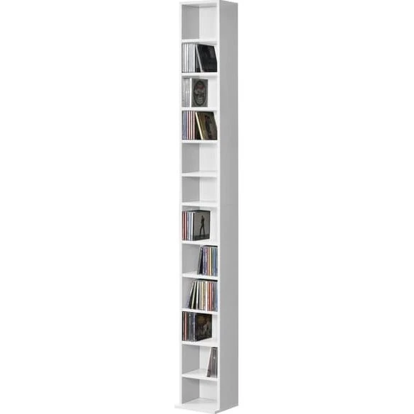 en.casa CD-hylde og bogreol - Hvid - 175x20x20 cm