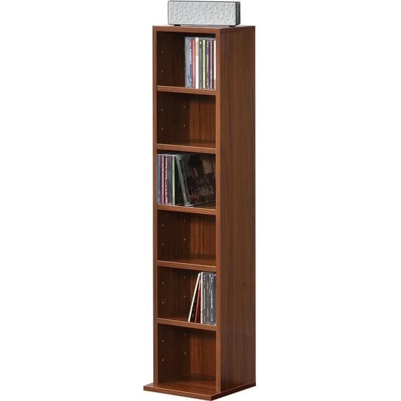 [en.casa] CD- og DVD-hylde i valnød - 90x20x20 cm