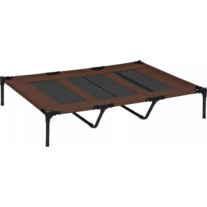 Hævet Hundeseng Udendørs, Metal & Oxford Stof, Kaffebrun, 122x92x23 cm