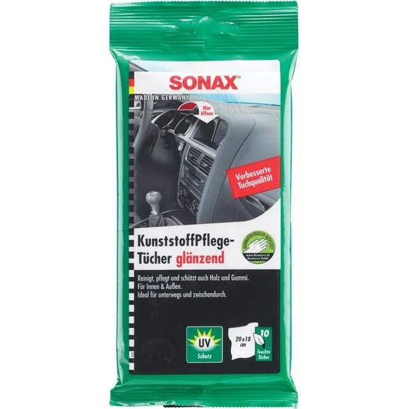 SONAX Plastpleje Wipes 10 stk. – Rengør & Beskyt