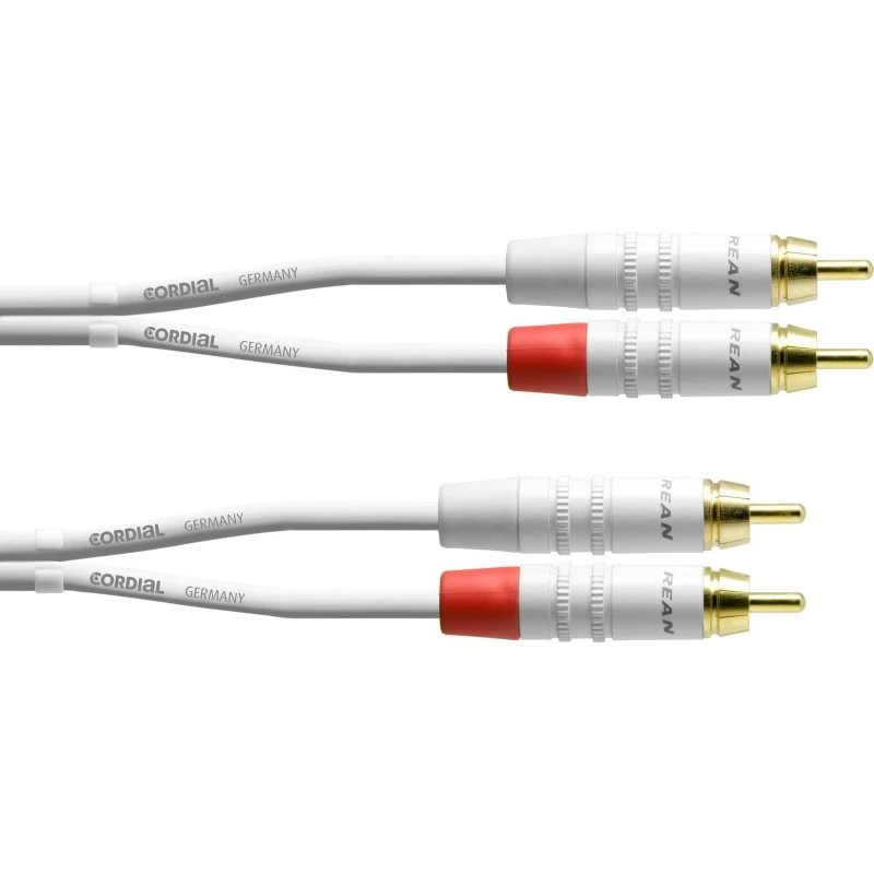 Cordial RCA-RCA Stereo Lydkabel, 3 m, Hvid