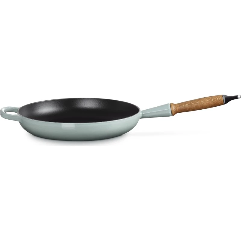 Le Creuset stegepande 28 cm, Sea Salt med træhåndtag