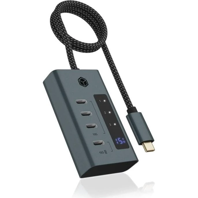 ICY BOX IB-HUB1454-C31 USB-C Hub med 4 porte - Blå/Grå