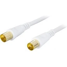 DELTACO antennekabel 75 Ω, ferritkerner, forgyldt, 1 m, hvid