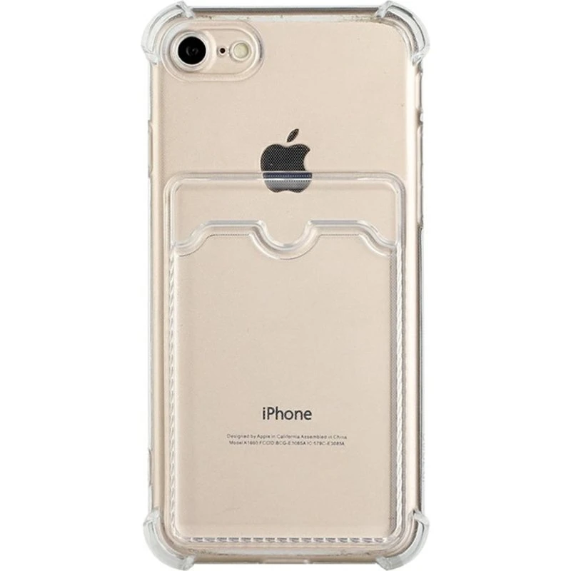 iPhone 7/8/SE (2020/2022) Stødsikkert cover med kortholder - Transparent