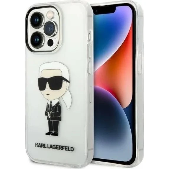 Karl Lagerfeld Ikonik Karl-hylster til iPhone 14 Pro, gennemsigtigt