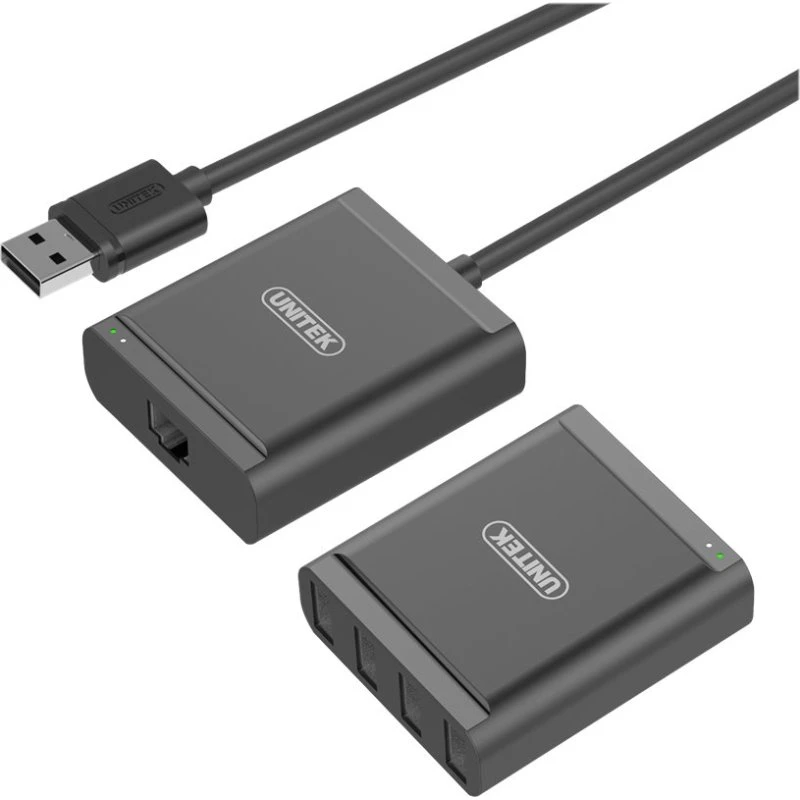 Unitek USB 2.0 Extender over RJ45 med 4-Port Hub