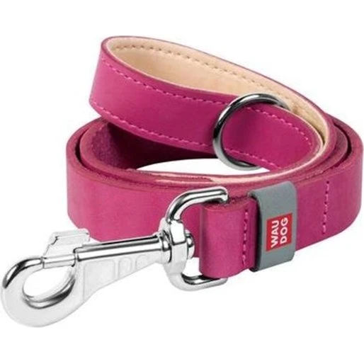 Waudog Natural Leather Dog Leash Pink 25mm 122cm
