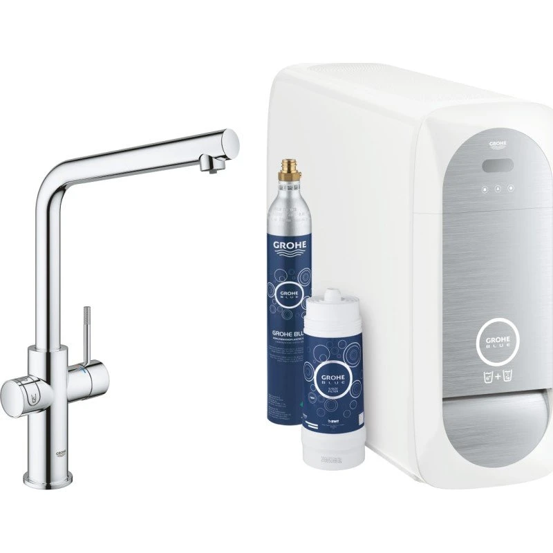 Grohe Blue Home køkkenarmatur - Afkølet vand & brus, krom