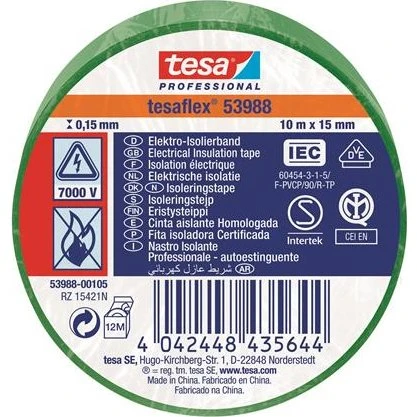 Tesa Tesaflex 53988 Isoleringstape Grøn 15mm x 10m
