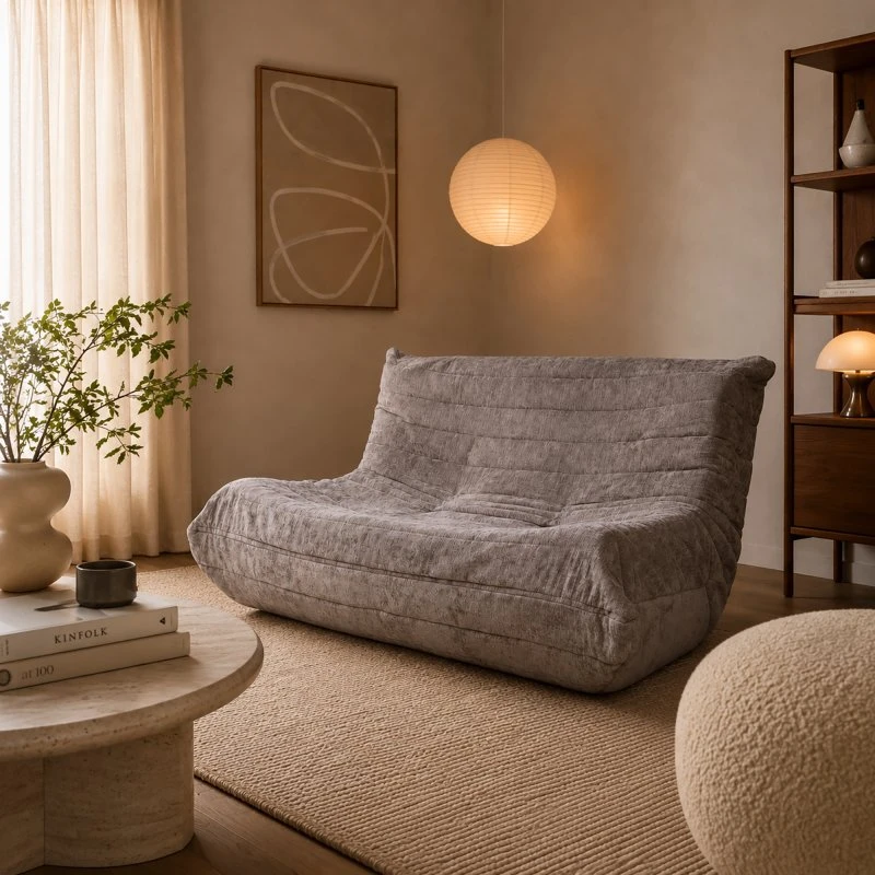 Nordstrand Home Lounge sofa - Gulvsofa i grå lærred - 120x90 cm