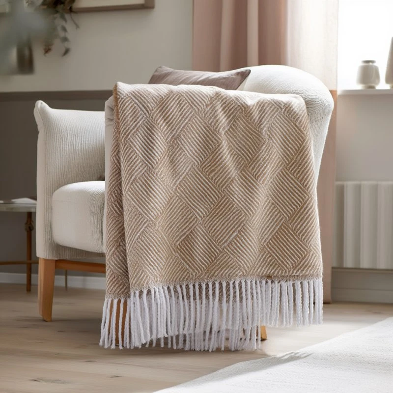 Nordstrand Home Bomuldsplaid Valencia Crusca Natur 130x200 cm