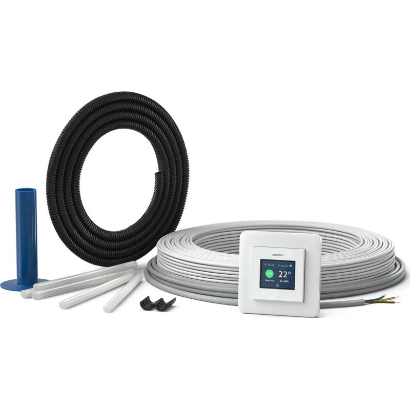 Ebeco gulvvarmesæt med wifi, varmekabel & termostat, 470W, 43m