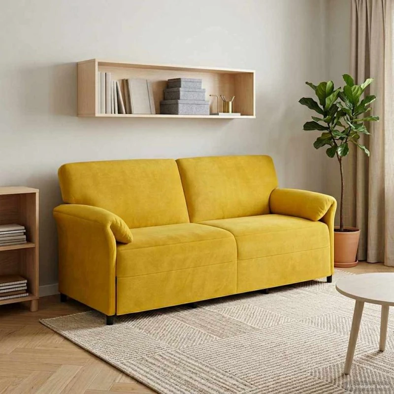 vidaXL 3-personers sofa i gul fløjl, 198 x 83 x 95 cm