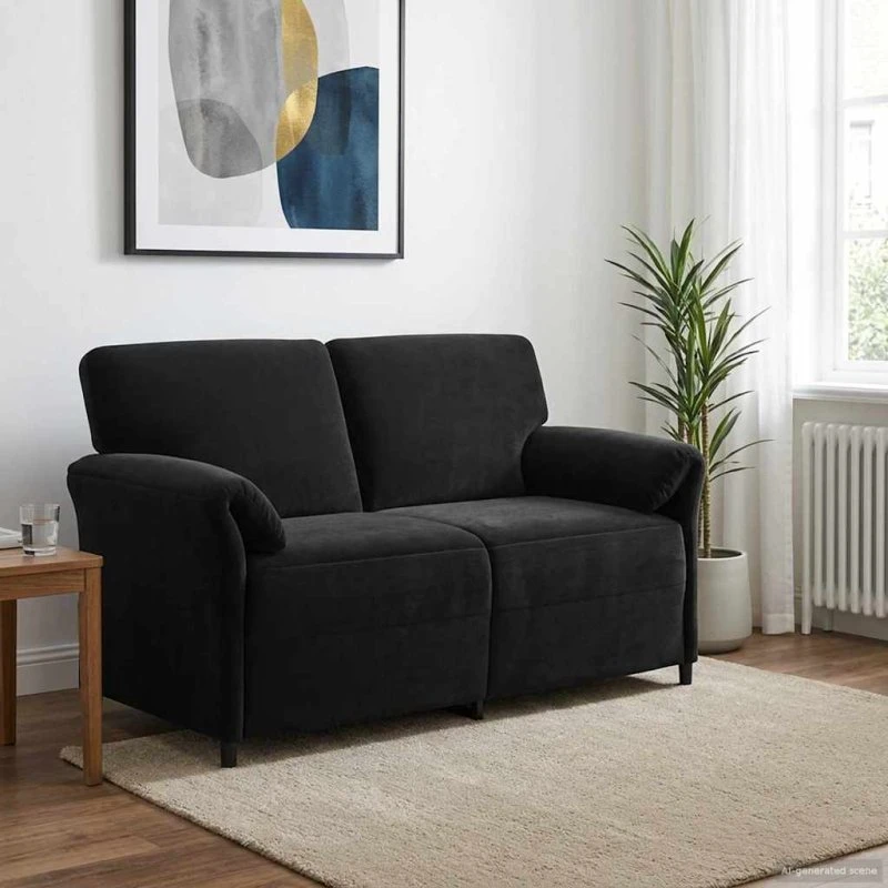 vidaXL 2-personers sofa i sort fløjl, 158 x 83 x 95 cm