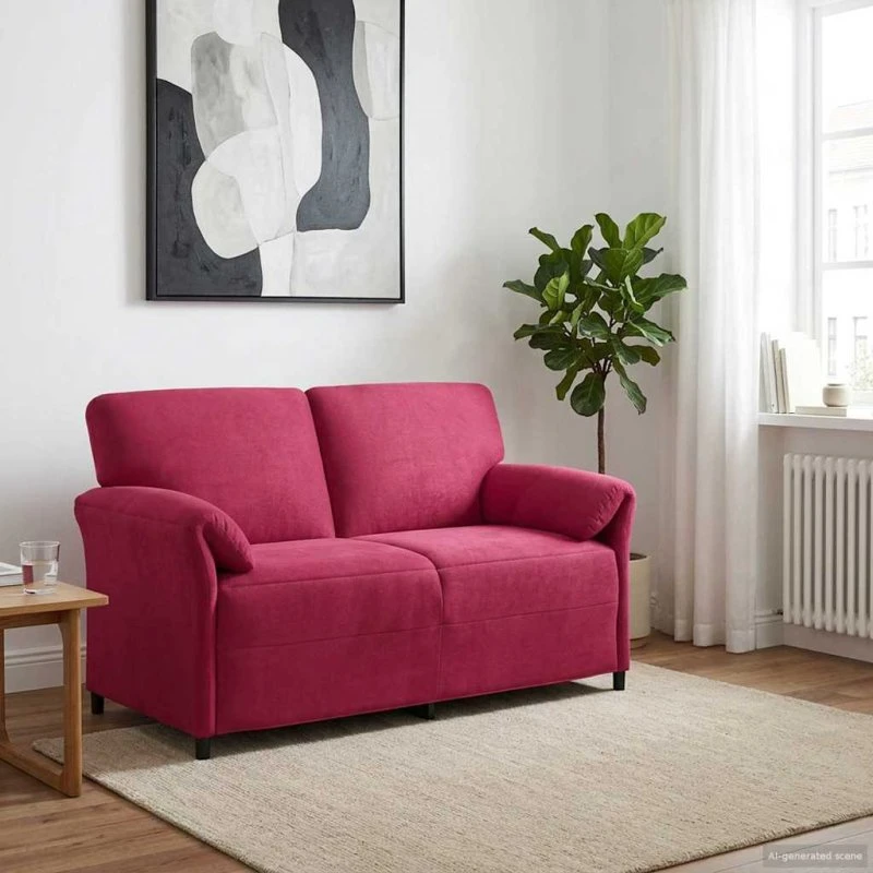 vidaXL 2-personers sofa i vinrød fløjl, 158 x 83 x 95 cm