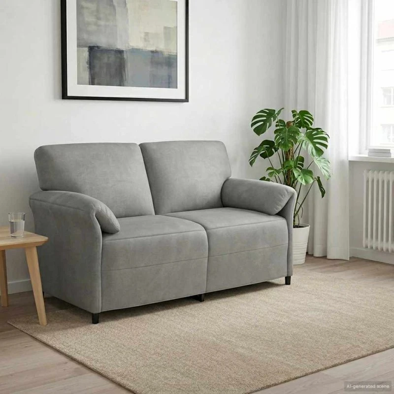 vidaXL 2-personers sofa i lysegrå fløjl, 158 x 83 x 95 cm