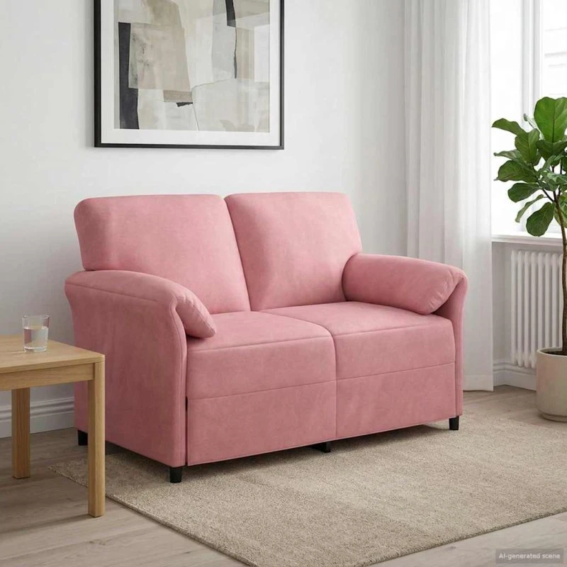 vidaXL 2-personers sofa i lyserød fløjl - 138 x 83 x 95 cm