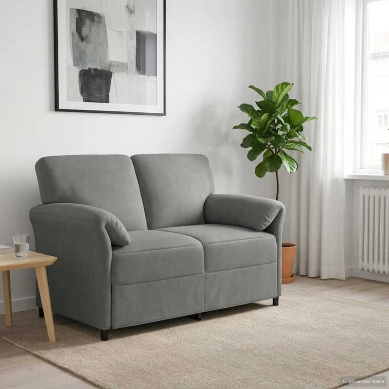vidaXL 2-personers sofa i mørkegrå fløjl, 138 x 83 x 95 cm