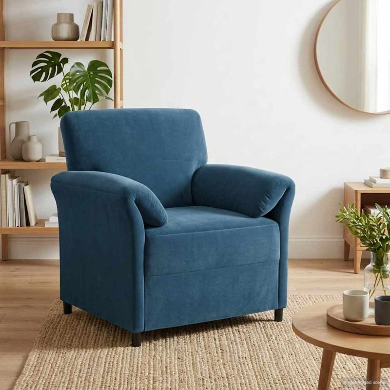 vidaXL 1-personers sofa i blå fløjl - 88 x 83 x 95 cm