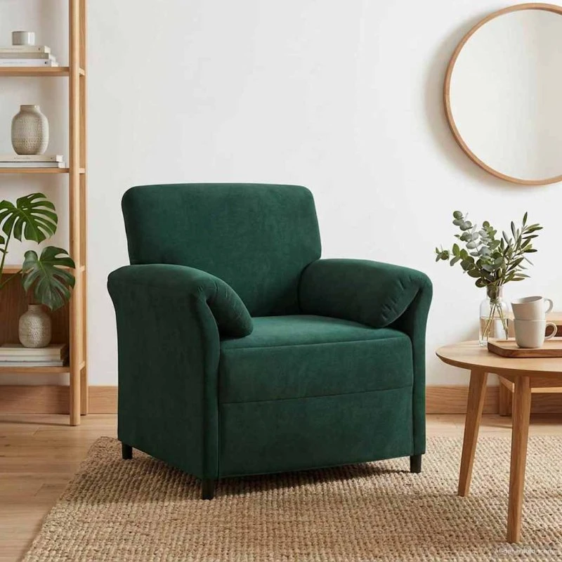vidaXL 1-personers sofa i mørkegrøn fløjl, 88 x 83 x 95 cm