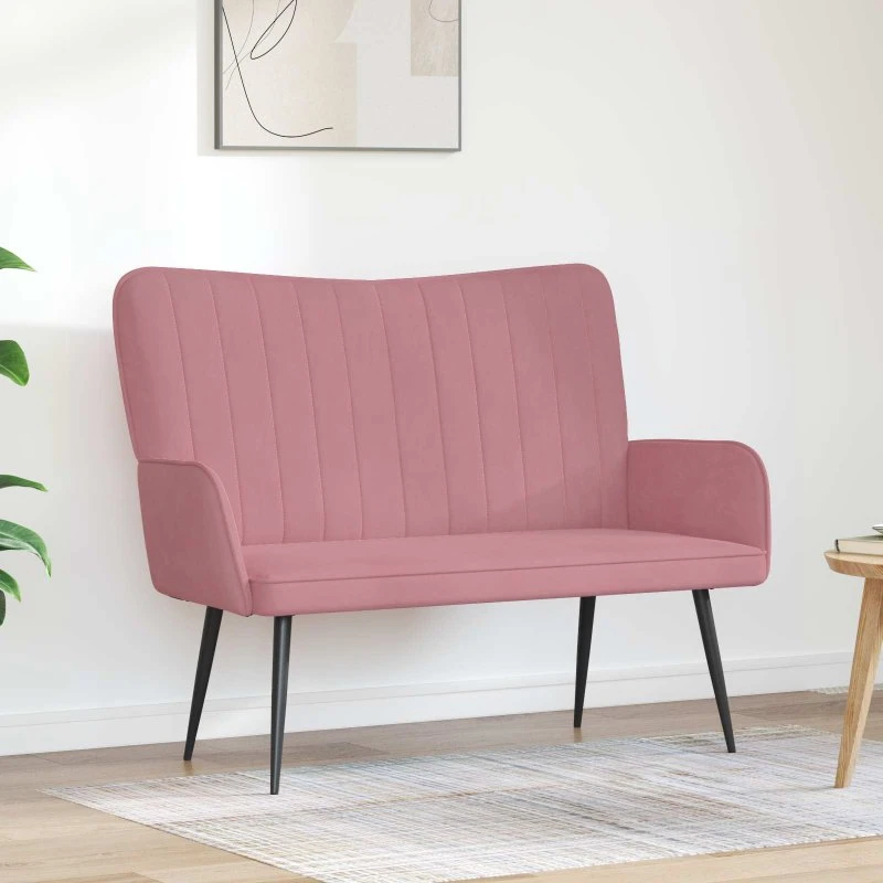 vidaXL 2-personers sofa i lyserød fløjl - 115 x 61 x 87 cm