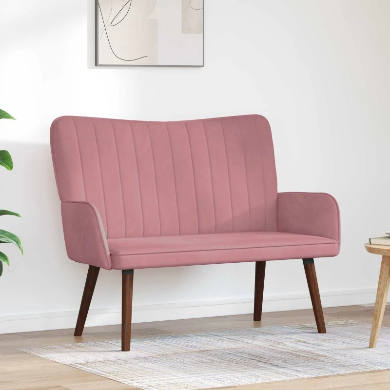 vidaXL Relax 2-personers sofa i lyserød fløjl - 115 x 61 x 87 cm