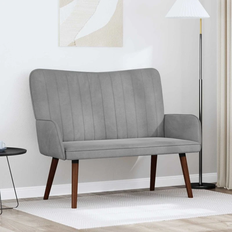 vidaXL 2-personers sofa i lysegrå fløjl - 115 x 61 x 87 cm