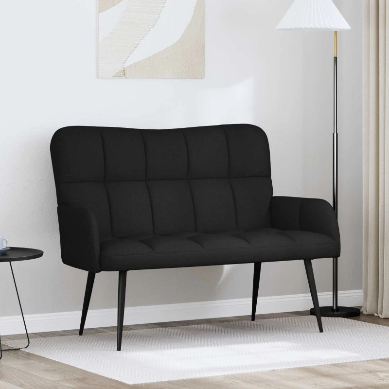 vidaXL Relax 2-personers sofa, sort stof, 115 x 61 x 87 cm