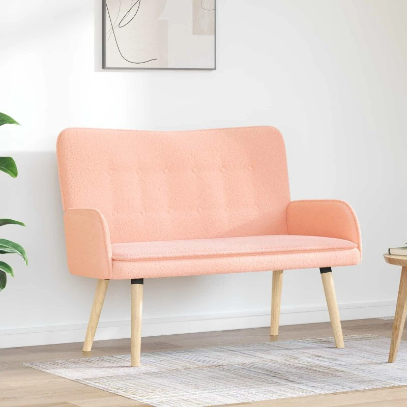 vidaXL 2-personers sofa i lyserød bouclé, 115 x 61 x 87 cm