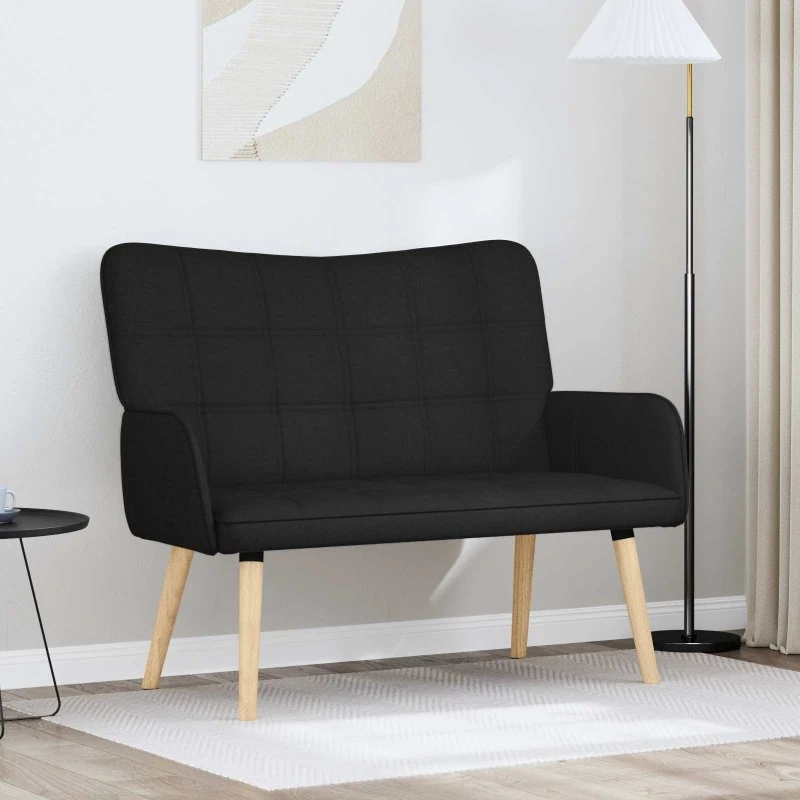 vidaXL 2-personers sofa i sort stof, 115 x 61 x 87 cm
