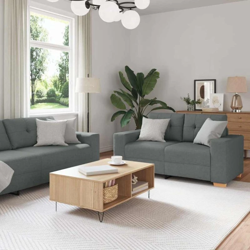 vidaXL 2-delt sofasæt med hynder i mørkegråt stof