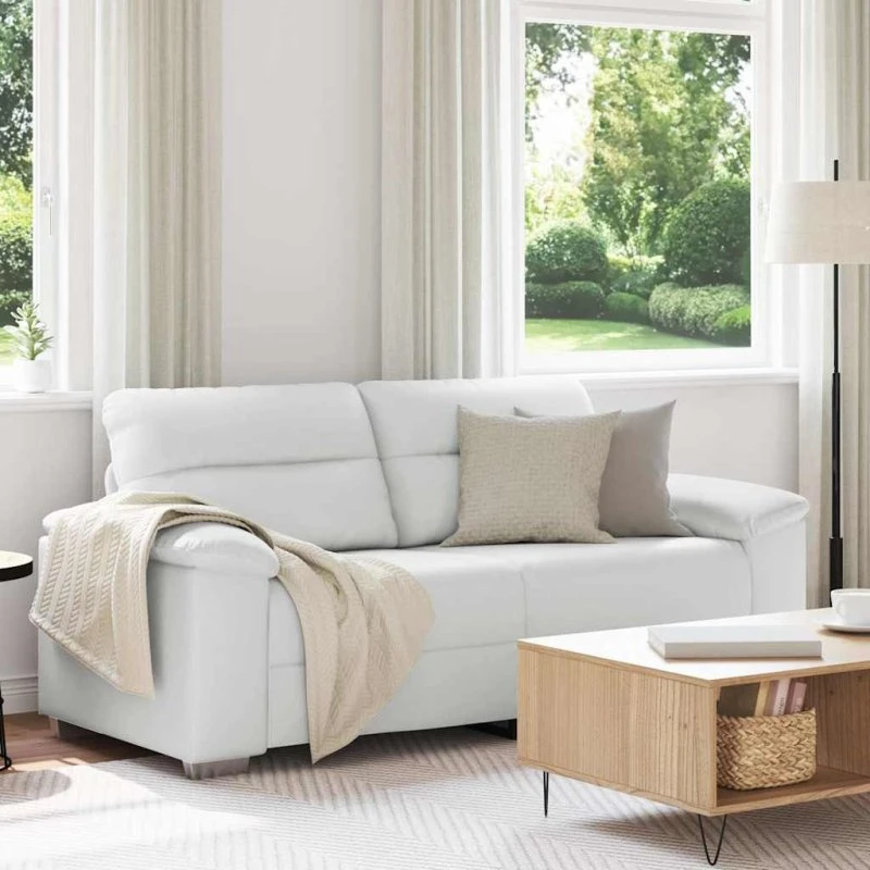 vidaXL 2-personers sofa i hvidt kunstlæder - 180x81x84 cm