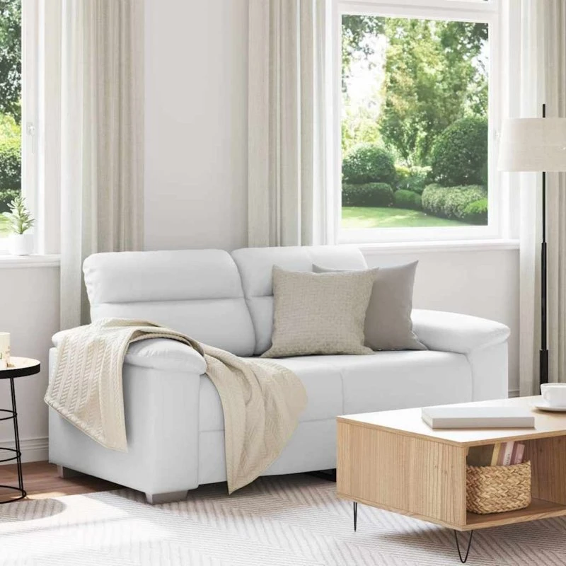 vidaXL 2-personers sofa i hvidt kunstlæder, 160x81x84 cm