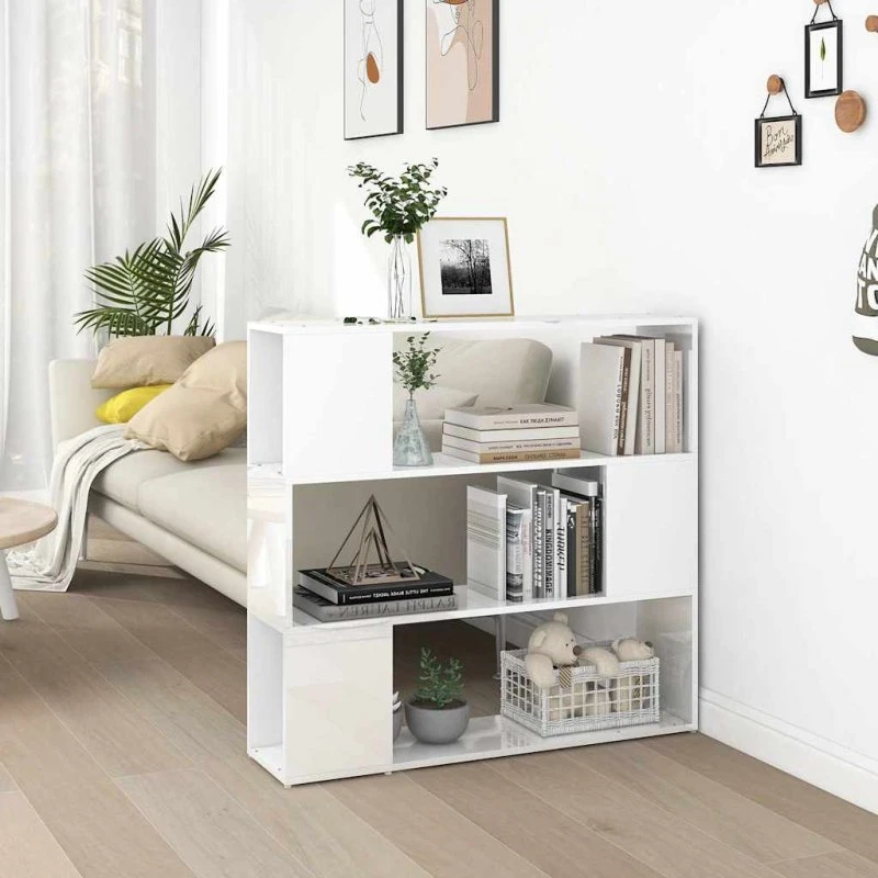 vidaXL Bogskab/rumdeler 100x24x94 cm hvid højglans