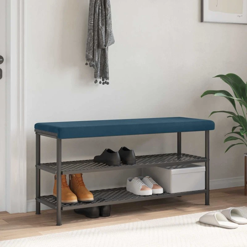 vidaXL Bænkpude Fløjl Blå 110 x 38 cm