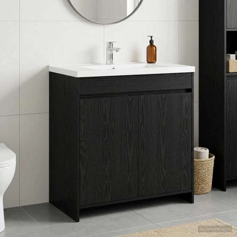 vidaXL Badeværelse Under Vask Skab i Sort Eg - 78,5 x 37,5 x 81 cm