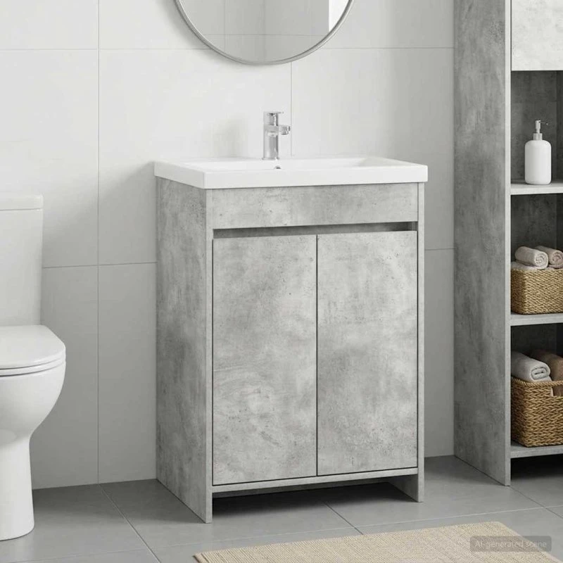 vidaXL Badeværelse Under Vask Skab Betongrå 56 x 37,5 x 81 cm