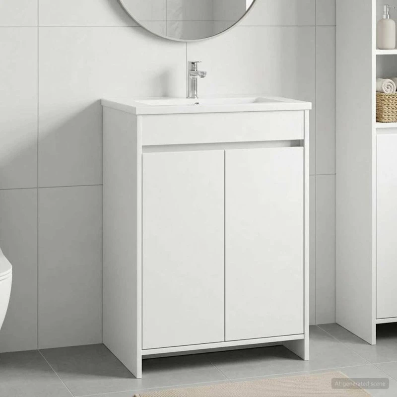 vidaXL Badeværelse Under Vask Skab Hvid 56 x 37,5 x 81 cm