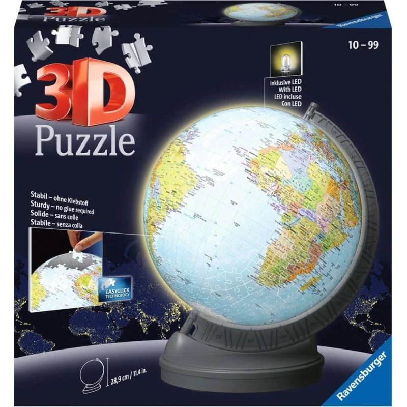 Ravensburger 3D Puslespil Globe med LED-lys - 540 brikker