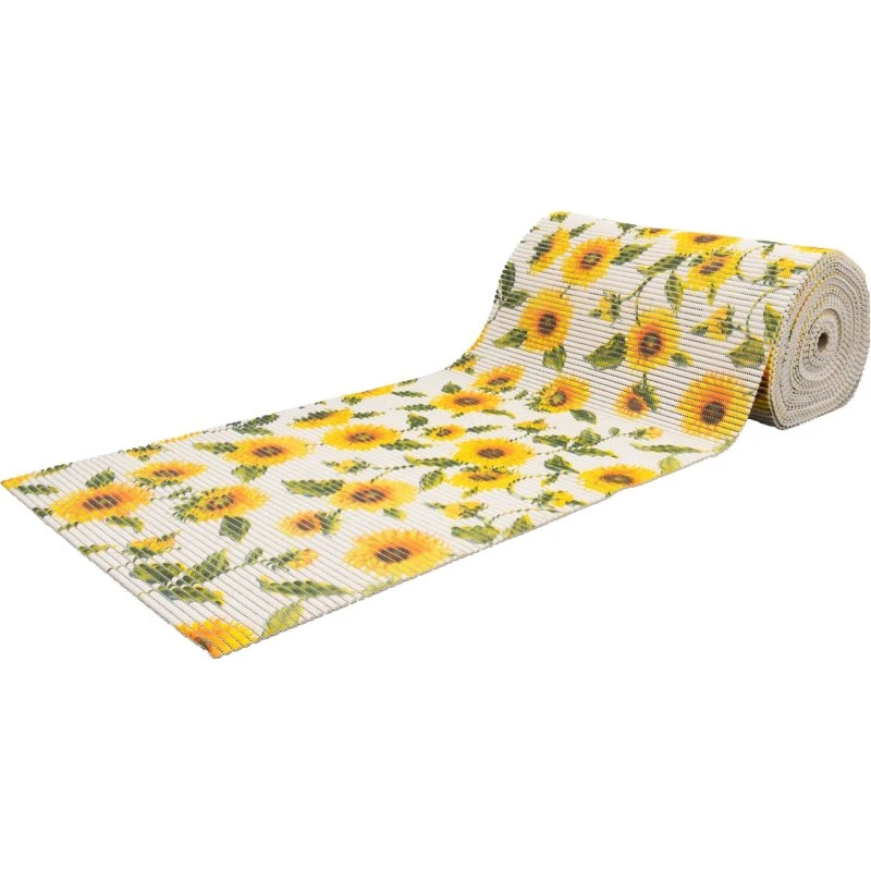 Skridsikker bademåtte med solsikker - 65 cm bred - Hvid