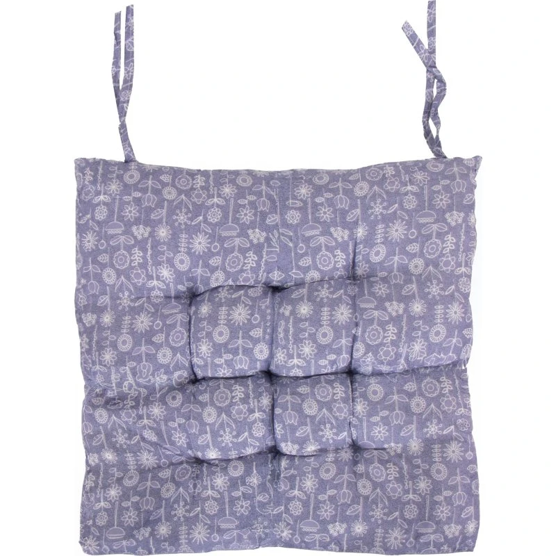 Stolehynde 35x35x6 cm - Lilla med hvide blomster