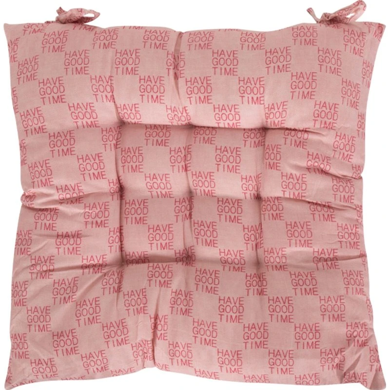 Stolehynde 35x35x6 cm - Lyserød med 'Have good time' tekst