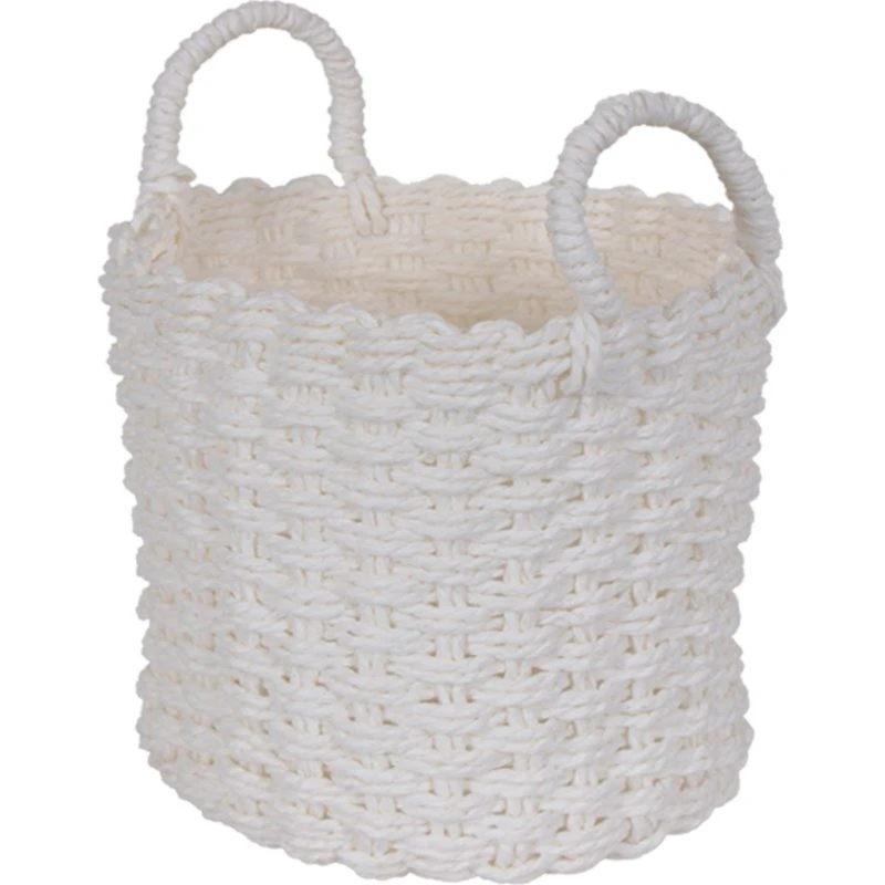 Hvid fletkurv af papir - 20x20 cm - Dekorativ opbevaring