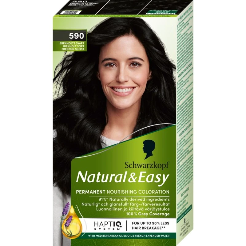 Schwarzkopf Natural & Easy 590 Ebenholts Sort - Permanent Hårfarve