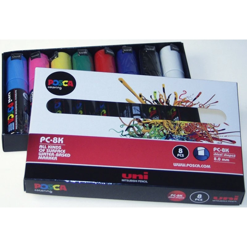 Uni POSCA PC-8K Paintmarker sæt med 8 stk. (8mm)
