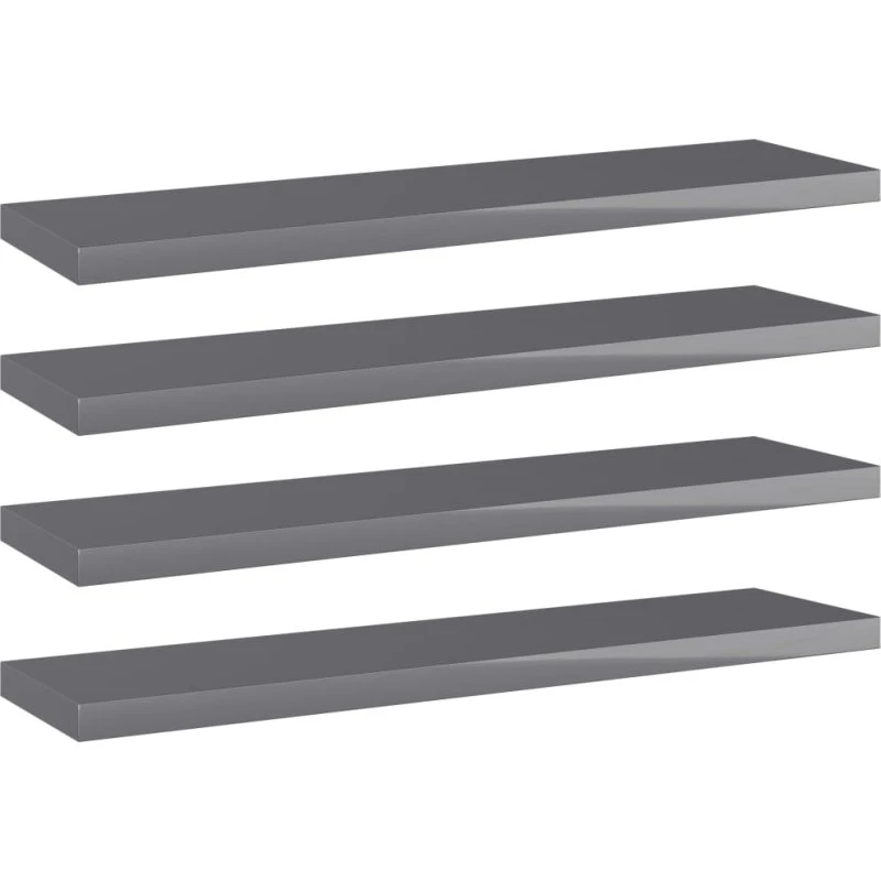Boghylder 40x10x1,5 cm i grå højglans - Konstrueret træ