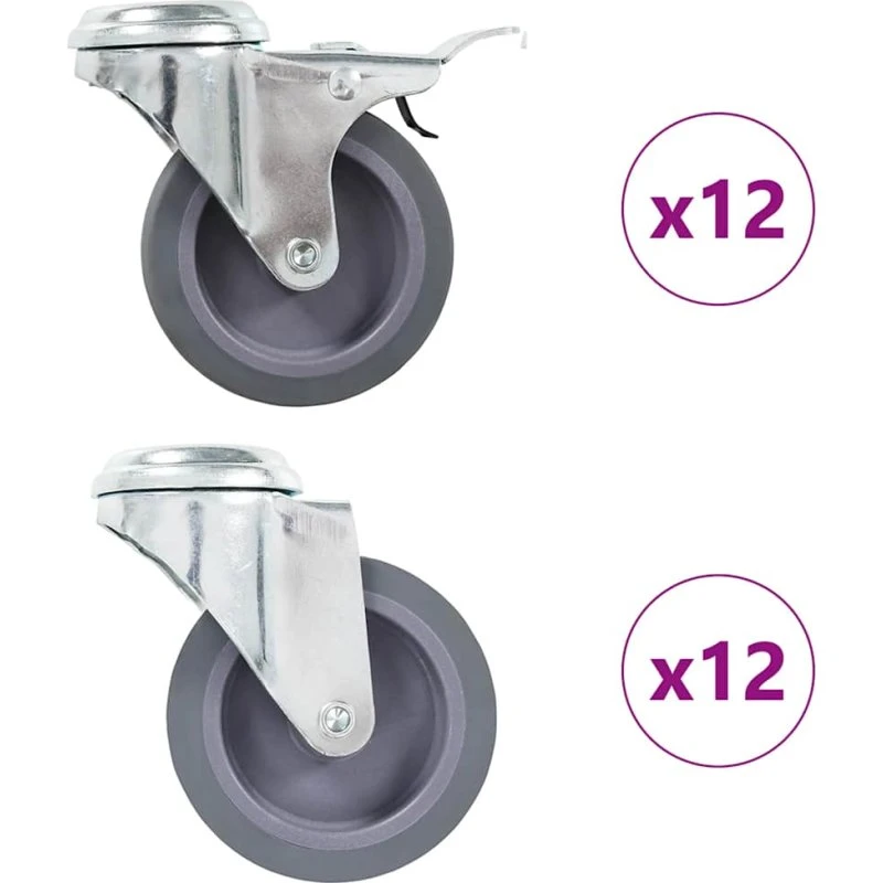 vidaXL drejehjul med bolthul 75 mm - 24 stk.