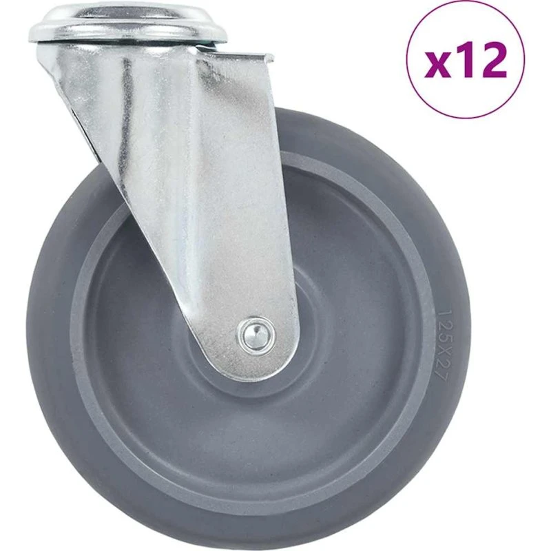 vidaXL Drejehjul med bolthul 125 mm - 12 stk.
