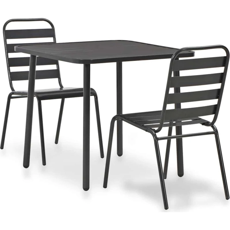 vidaXL Bistrosæt 3 dele i stål, mørkegrå
